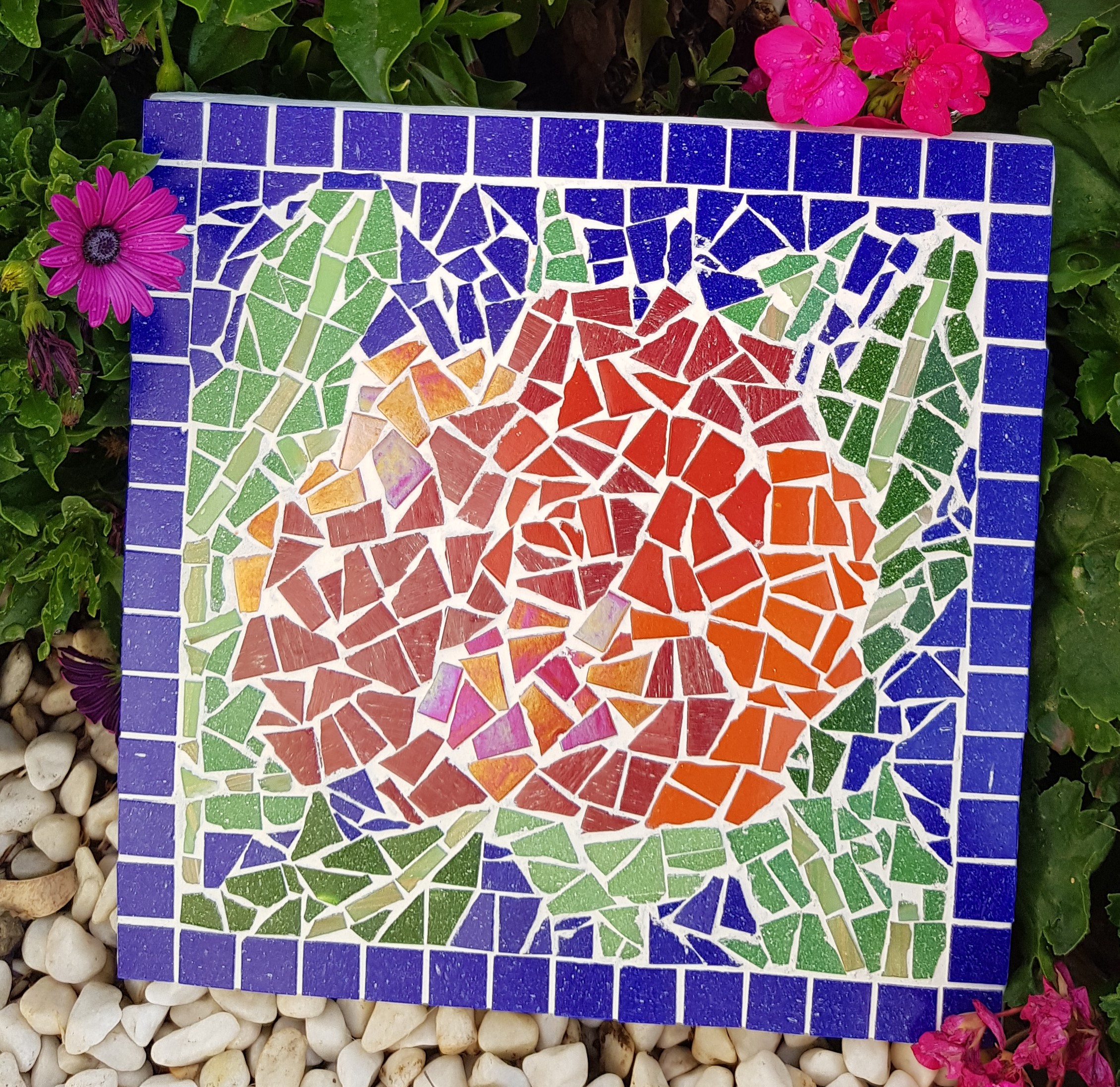 A stunning rose mosaic commissioned for a garden
