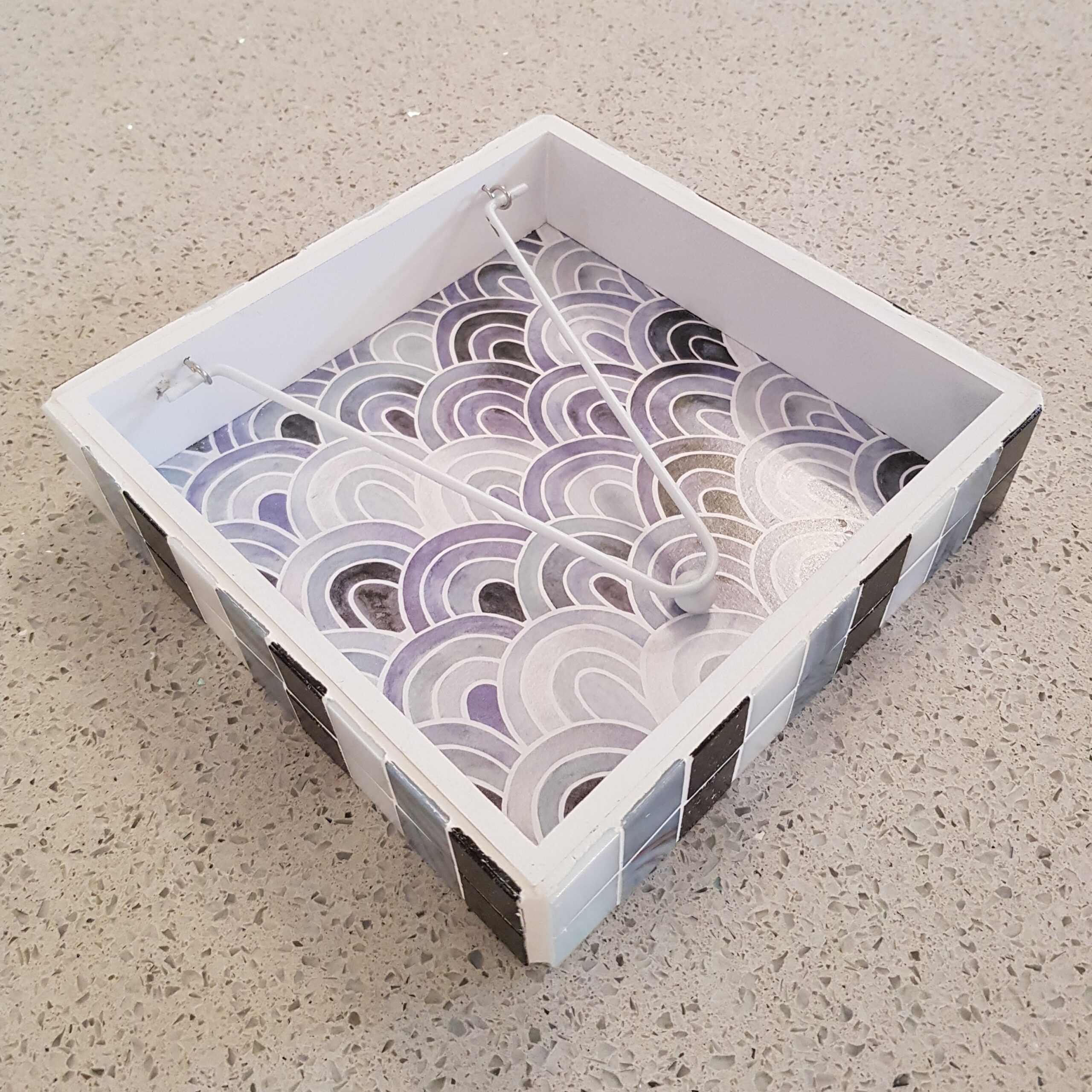 Black, Grey and White Mosaic Serviette Holder - Image 5