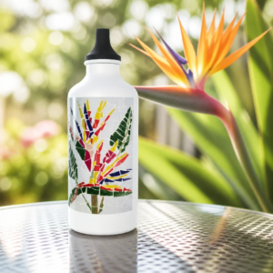 Bird of Paradise Screw Top Water Bottle on White Background