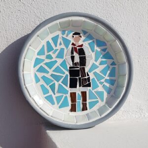 Man in Canarian Costume Mosaic in Plant Saucer