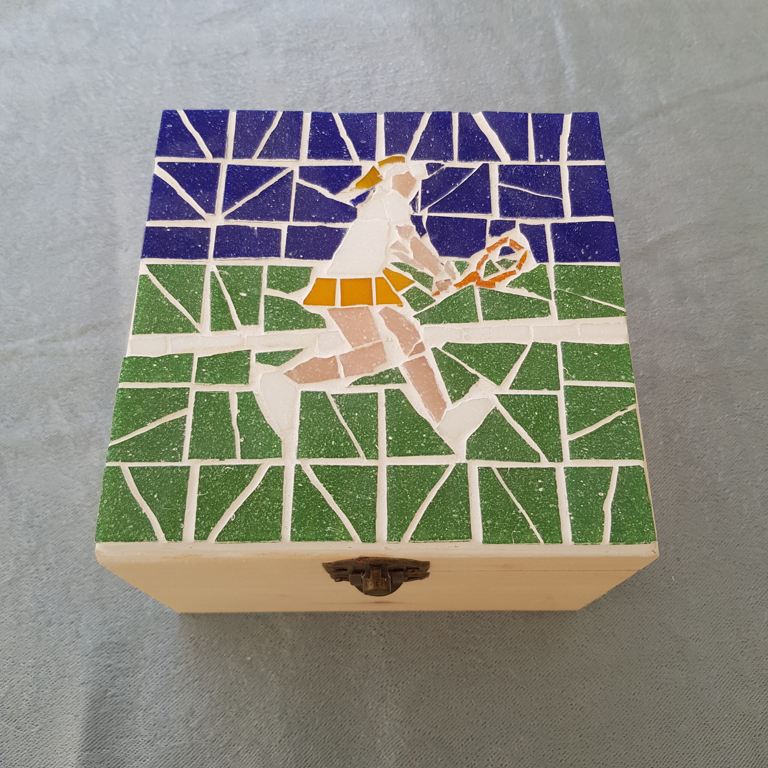 Female Tennis Player Mosaic on a Wooden Box - Image 2