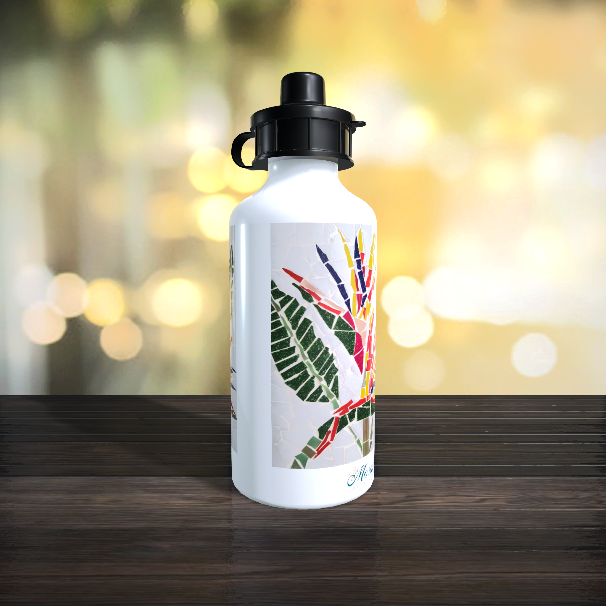 Bird of Paradise Flip Top Sip Lid Water Bottle on White Background - Image 5