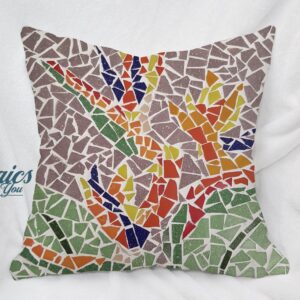 Bird of Paradise Cushion on Purple Background