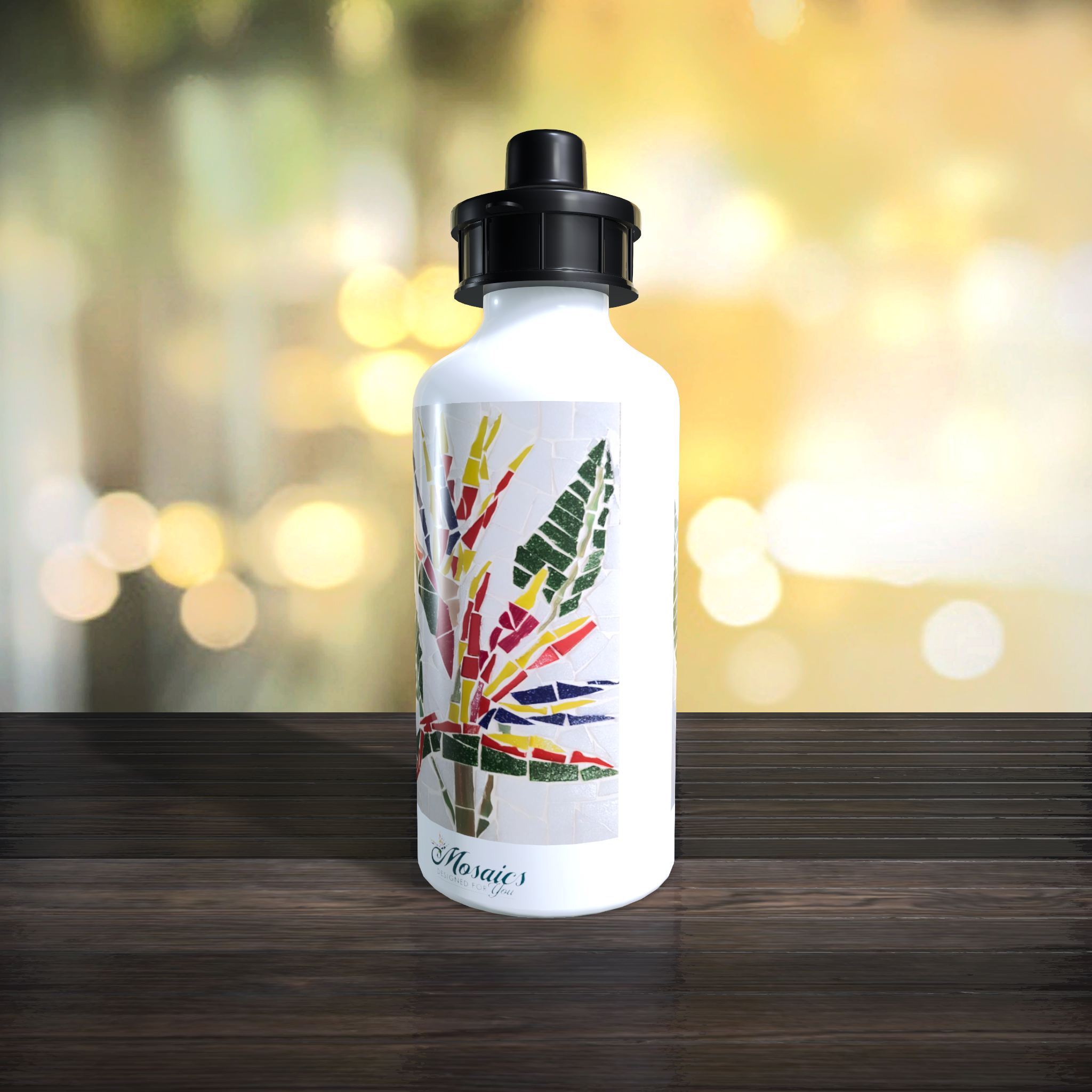 Bird of Paradise Flip Top Sip Lid Water Bottle on White Background - Image 4