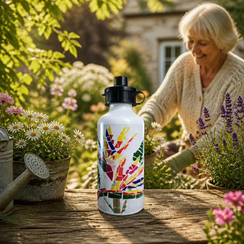 Bird of Paradise Flip Top Sip Lid Water Bottle on White Background