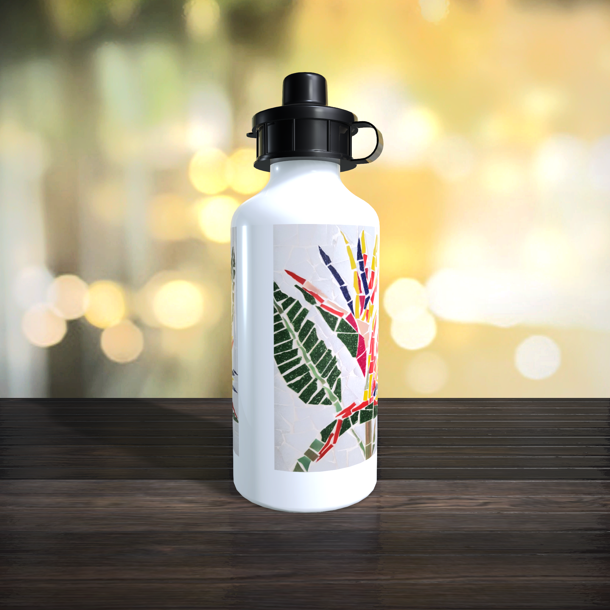 Bird of Paradise Flip Top Sip Lid Water Bottle on White Background - Image 3
