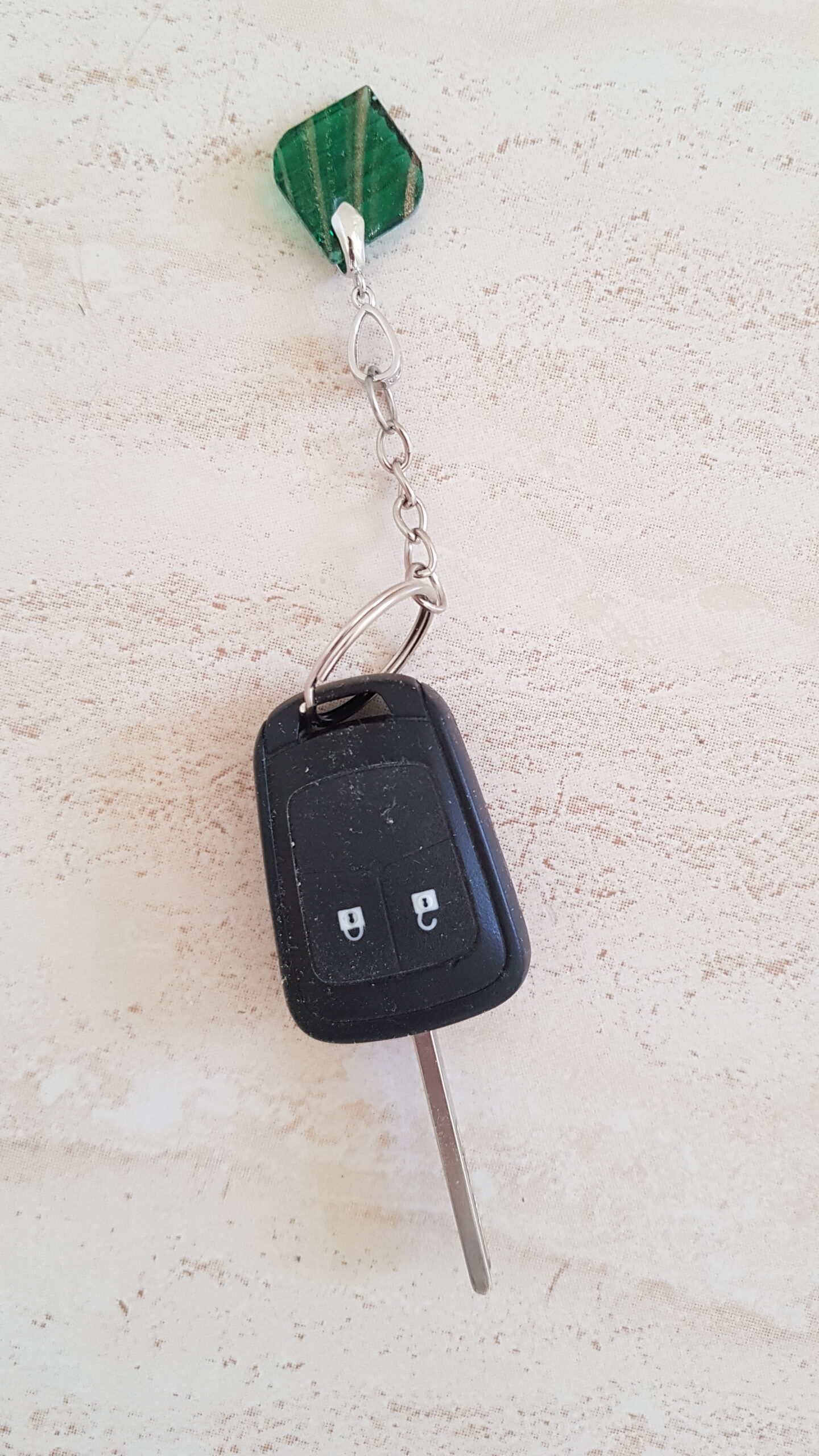 Karen Dark Green Metallic Glass Key Ring - Image 3