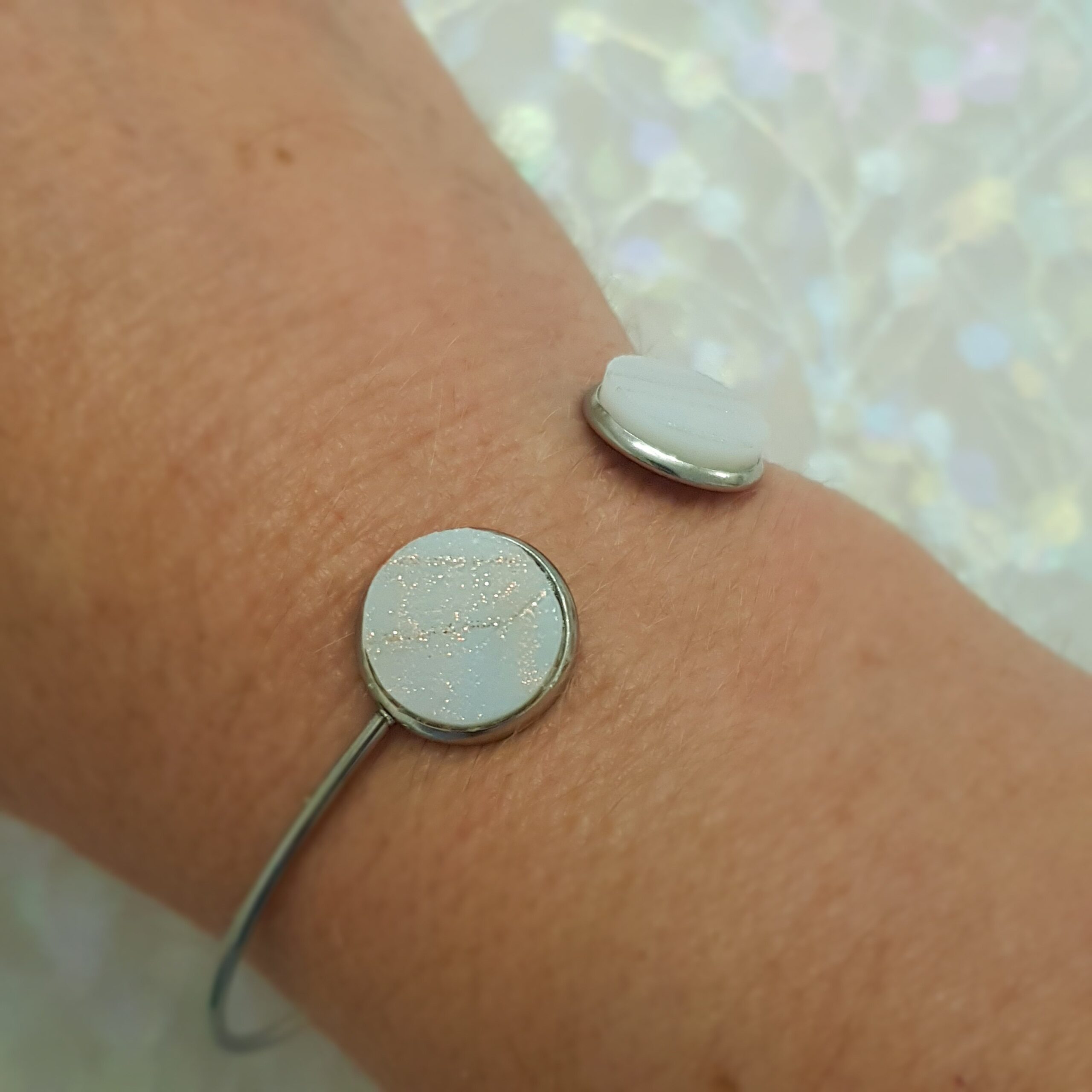 Bangle with White Metallic Glass - Image 2