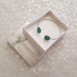Bangle with Dark Teal Metallic Glass