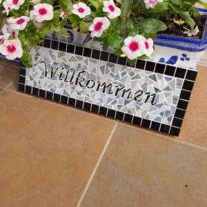 Willkommen Mosaic Plaque