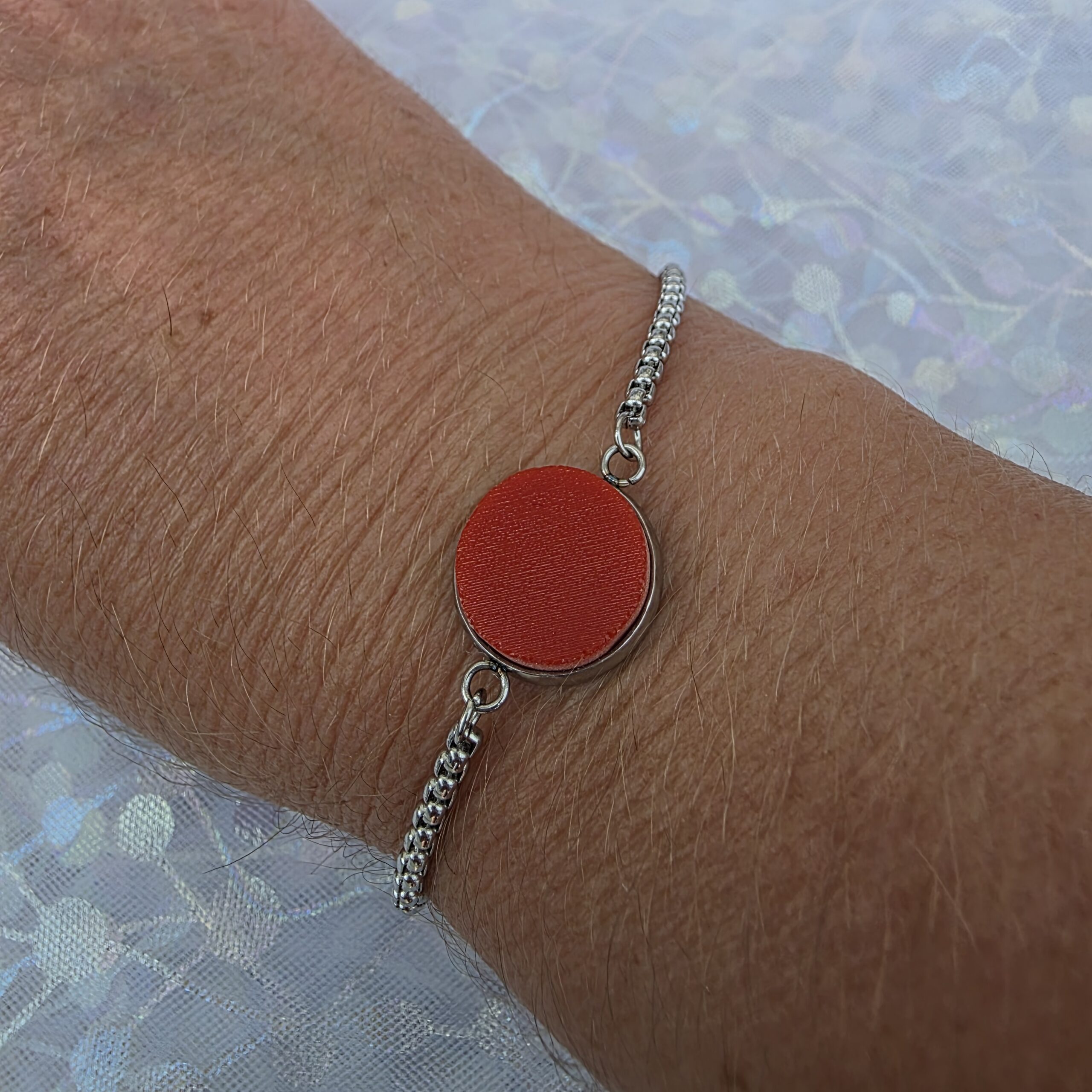 Adjustable Bracelet with Red Glass
