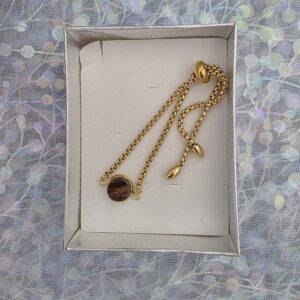 Adjustable Bracelet with Copper and Brown Metallic Glass
