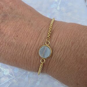 Adjustable Bracelet with Grey Metallic Glass