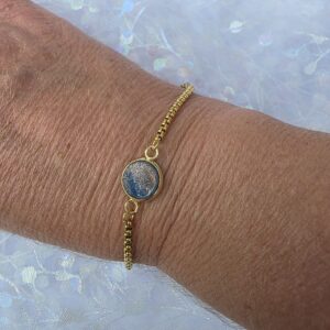 Adjustable Bracelet with Navy Metallic Glass