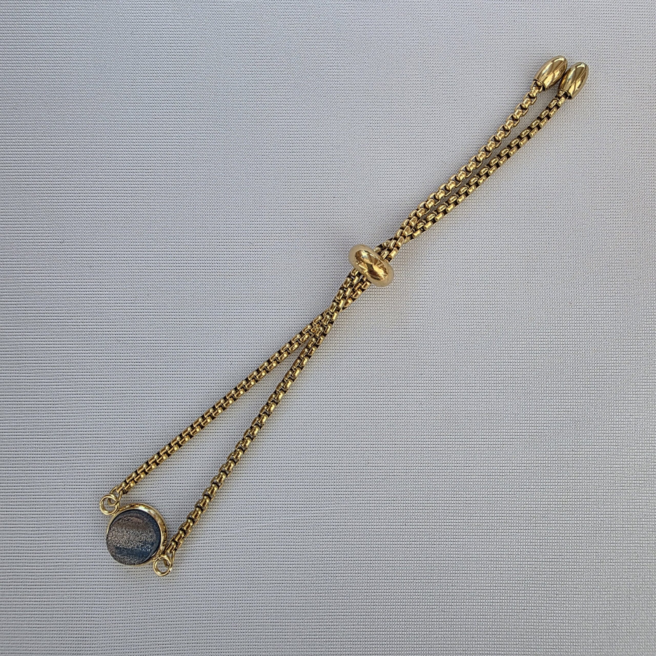 Adjustable Bracelet with Navy Metallic Glass - Image 4