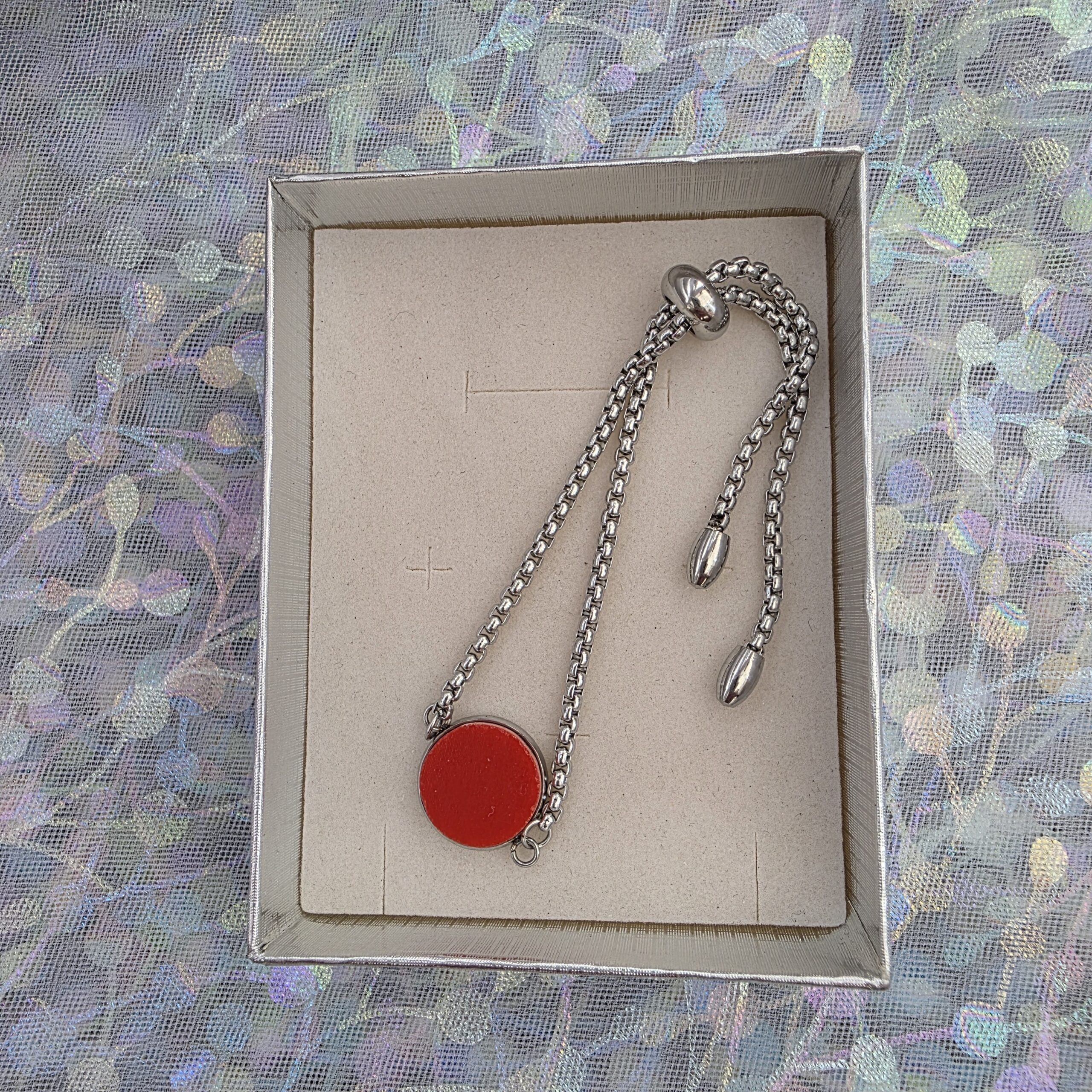 Adjustable Bracelet with Red Glass - Image 3