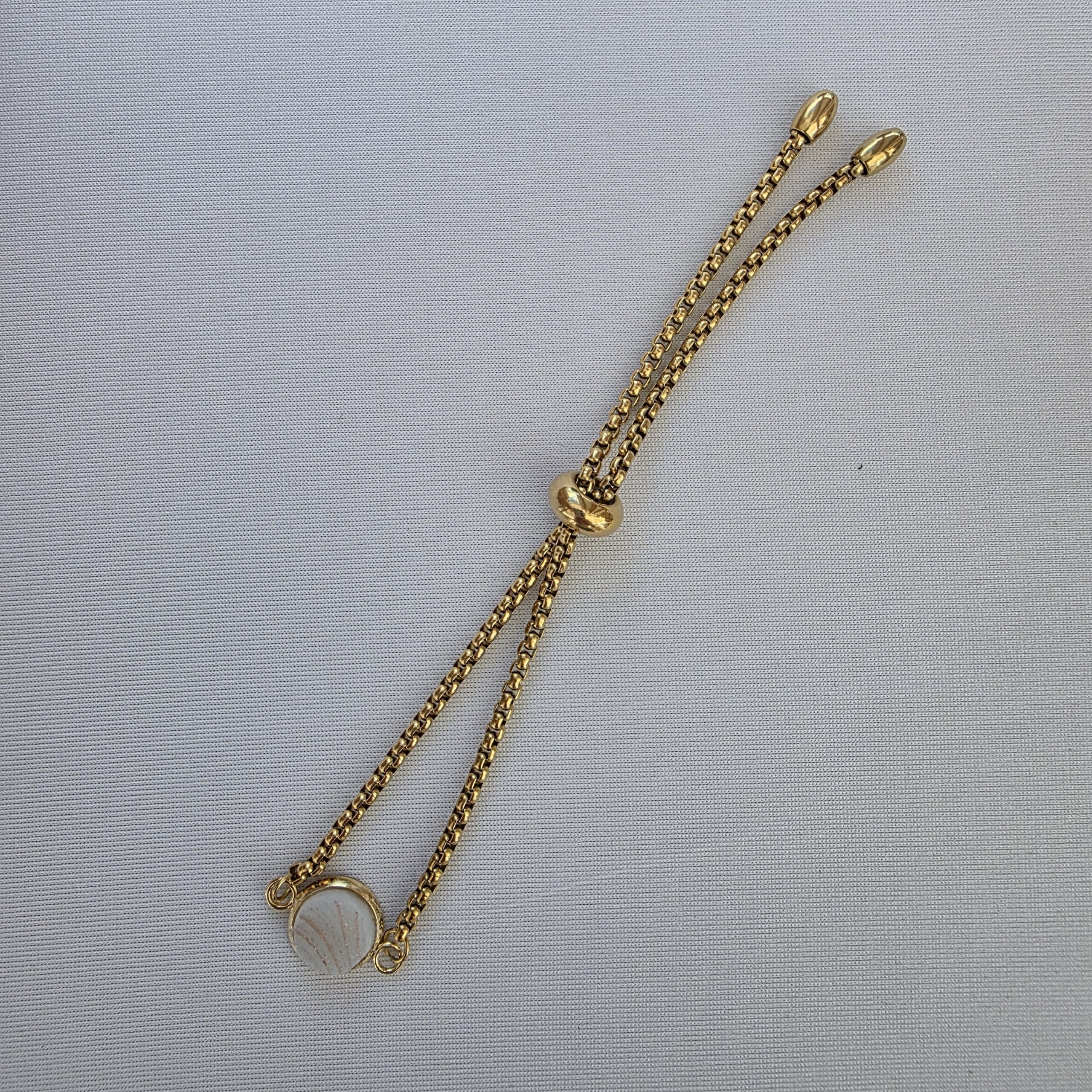 Adjustable Bracelet with White Metallic Glass - Image 4
