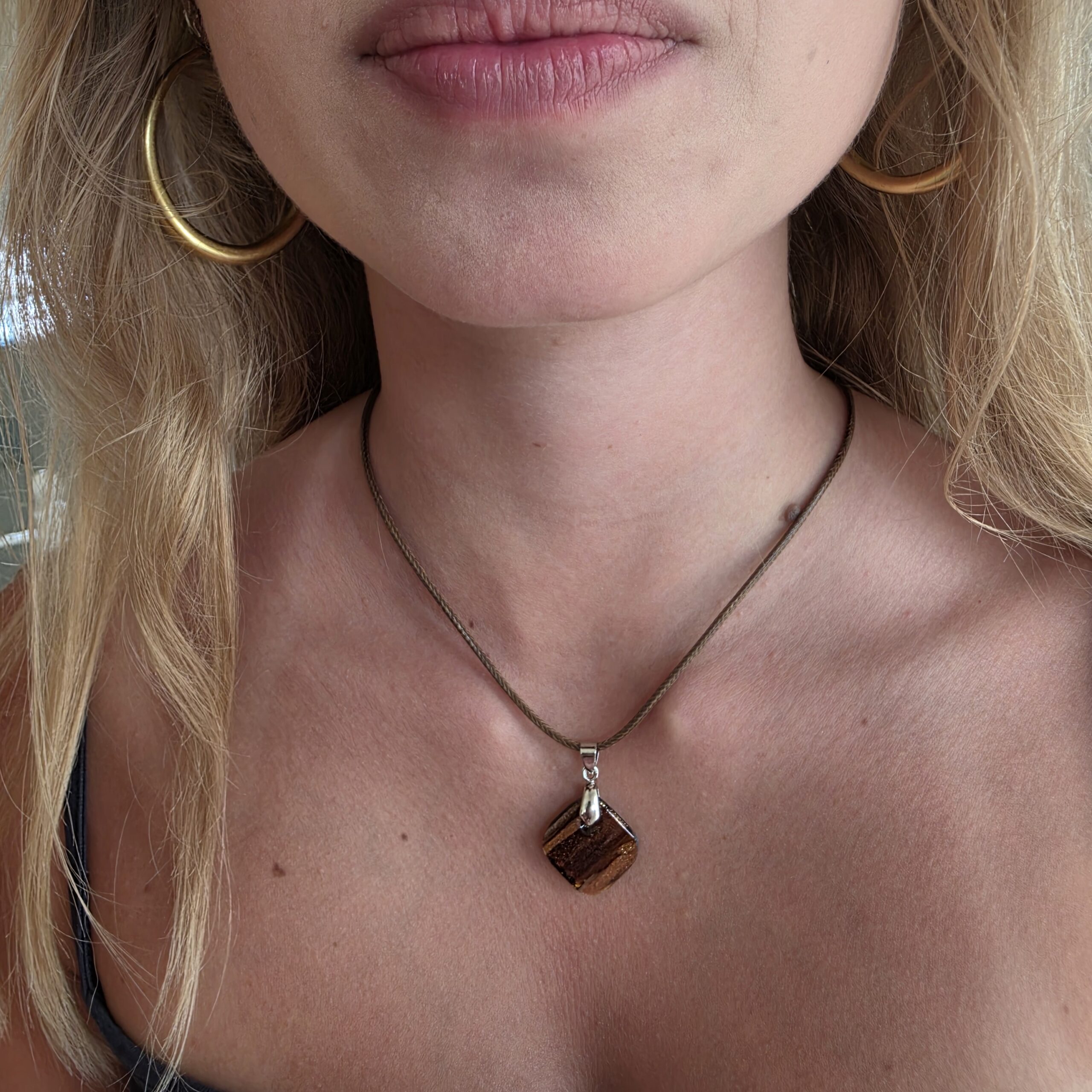 Aitana Brown Metallic Glass Necklace