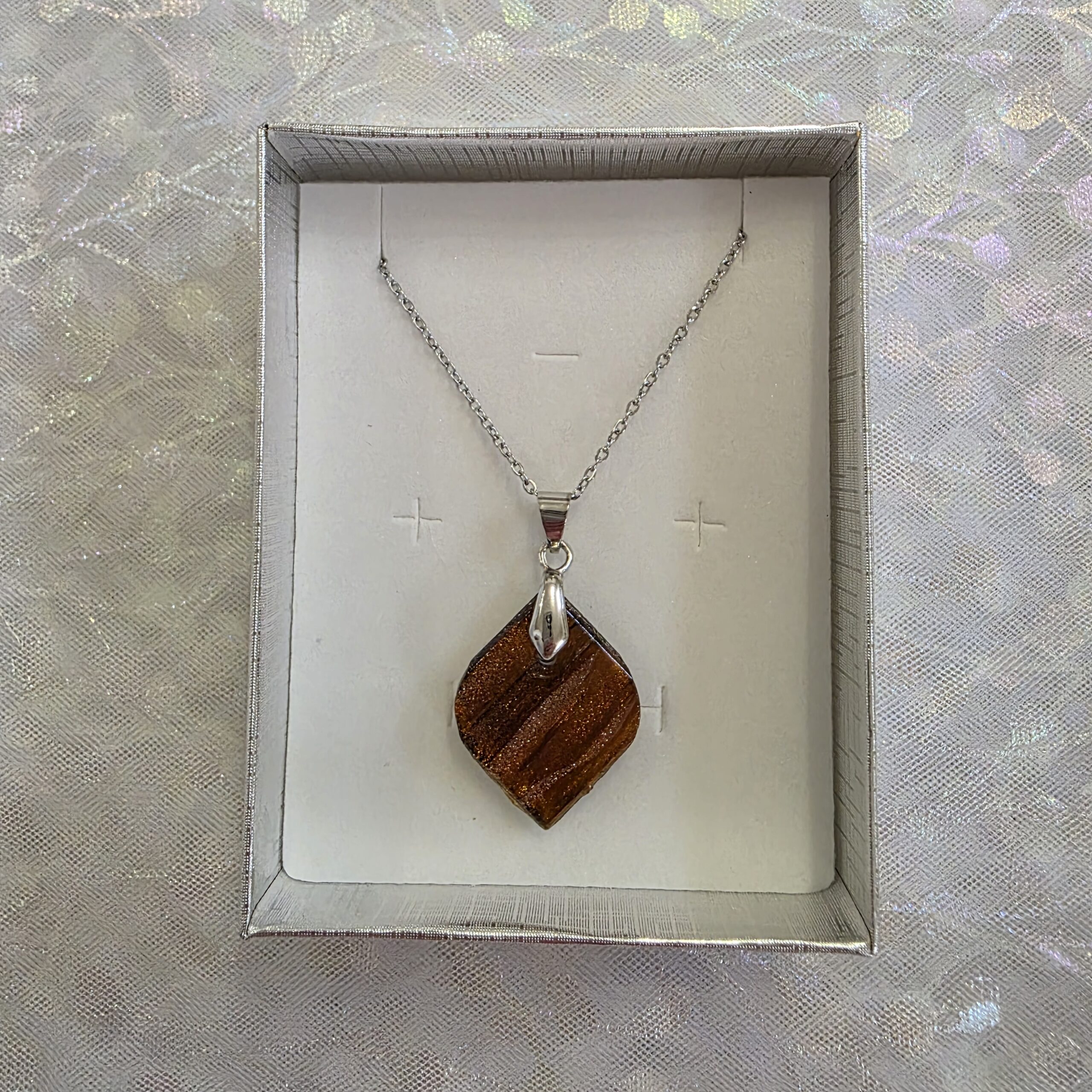 Valerie Brown Metallic Glass Necklace - Image 4