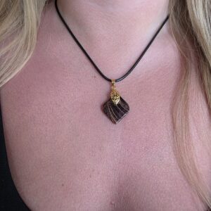 Karen Copper and Brown Metallic Glass Necklace