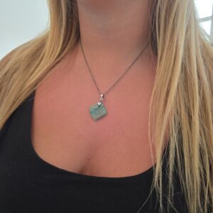 Karen Dark Teal Metallic Glass Necklace