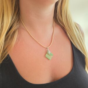 Karen Light Green Metallic Glass Necklace