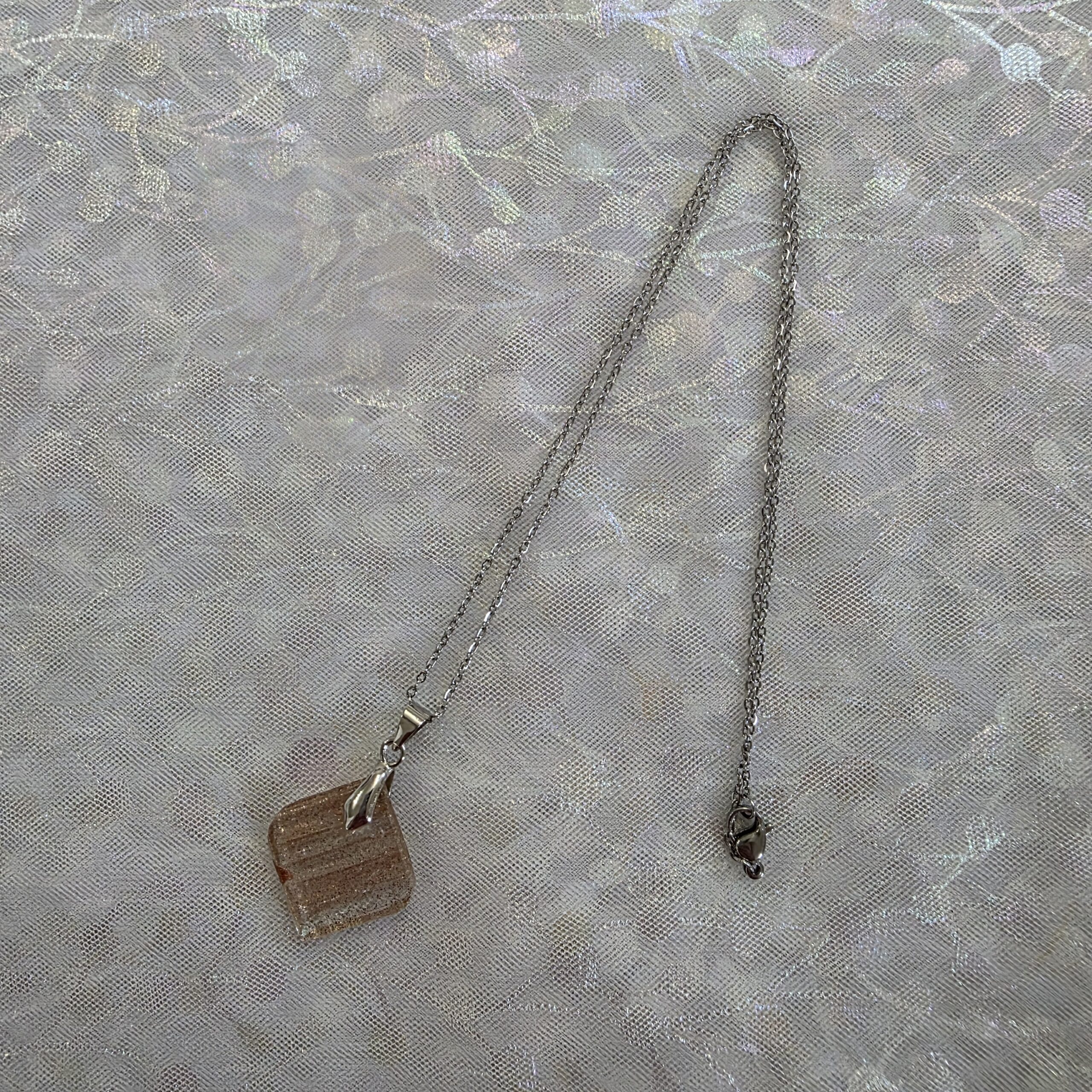 Karen Sparkle Clear Metallic Glass Necklace - Image 5