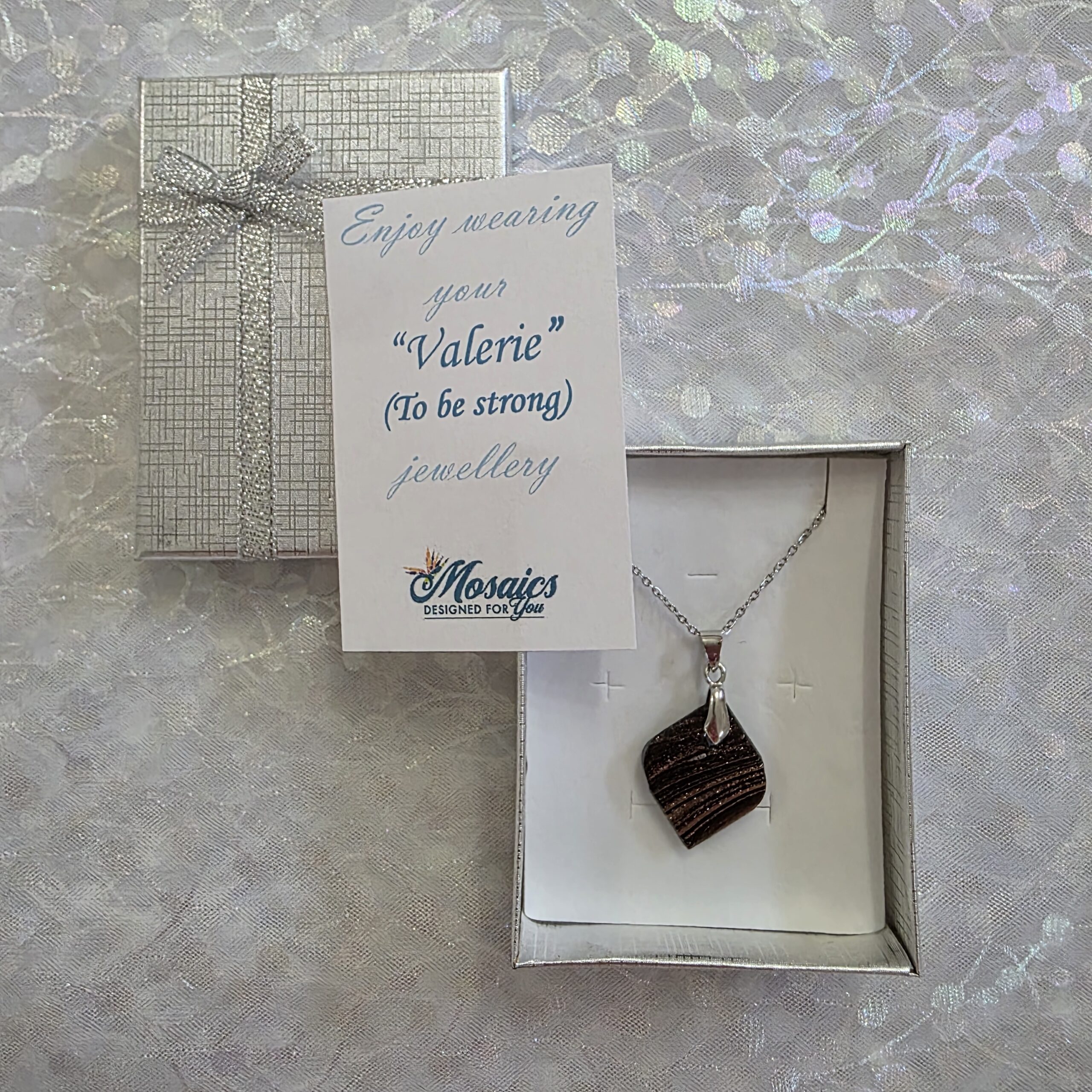 Valerie Black Metallic Glass Necklace - Image 3