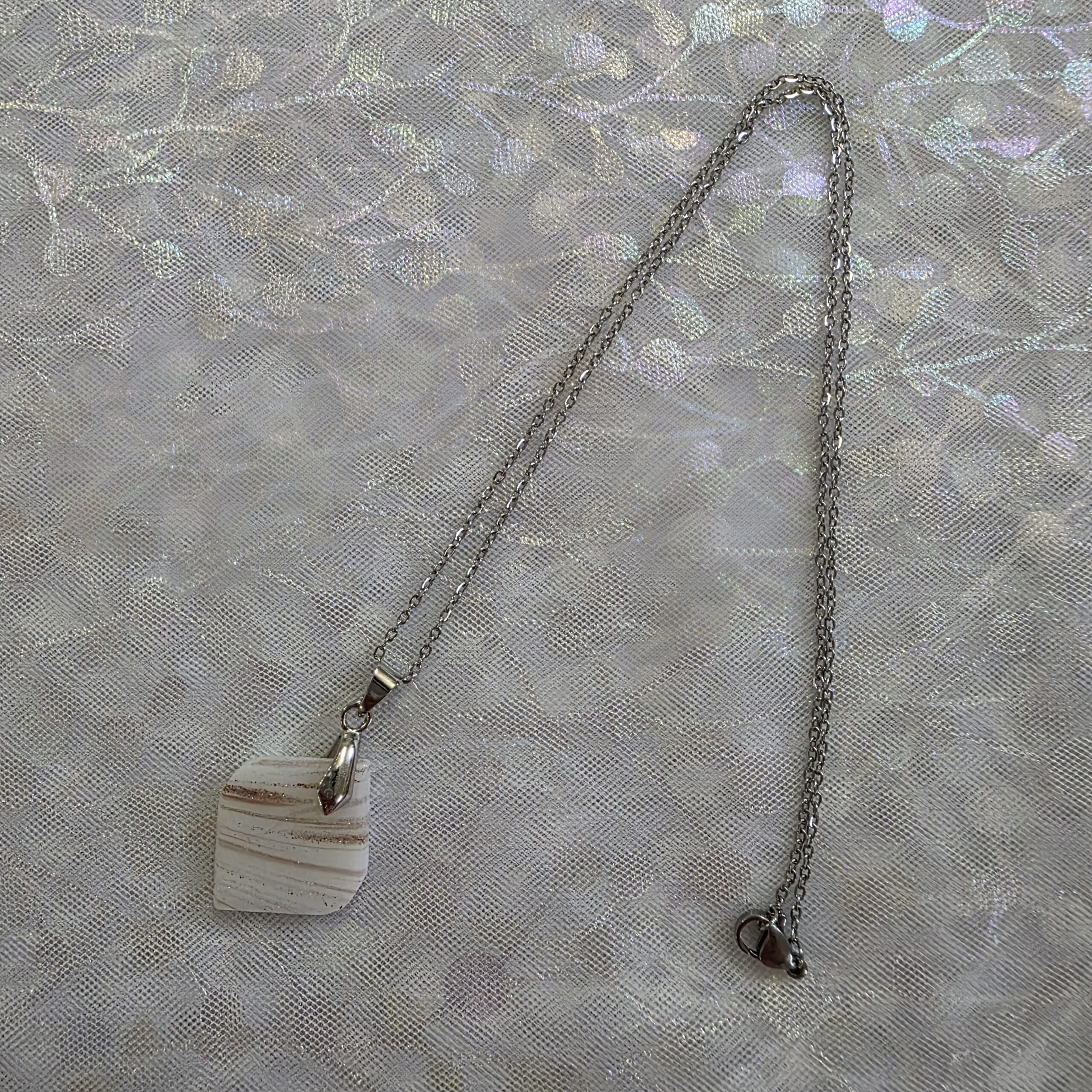 Valerie White Metallic Glass Necklace - Image 5