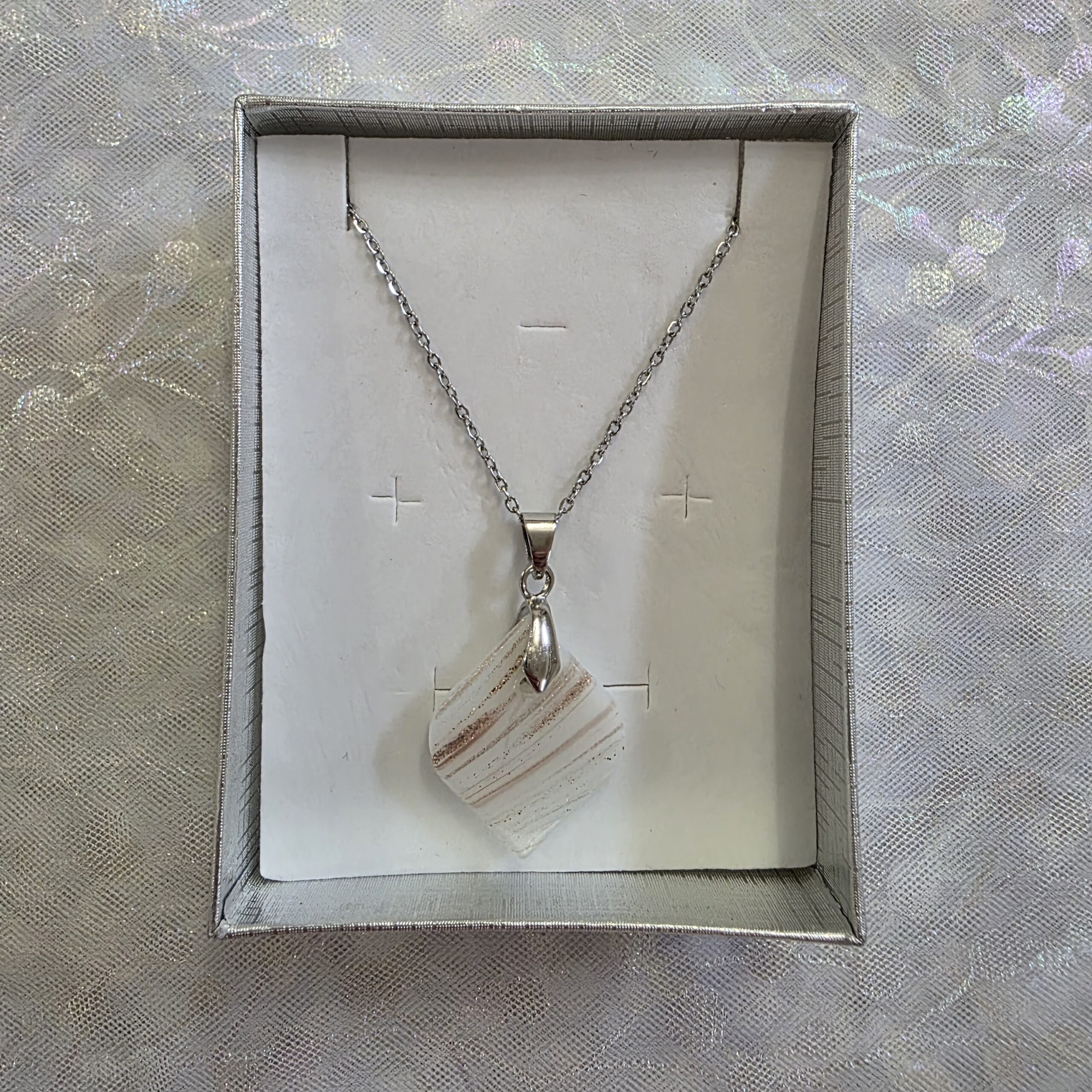 Valerie White Metallic Glass Necklace - Image 4