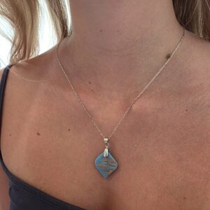 Valerie Cyan Blue Metallic Glass Necklace