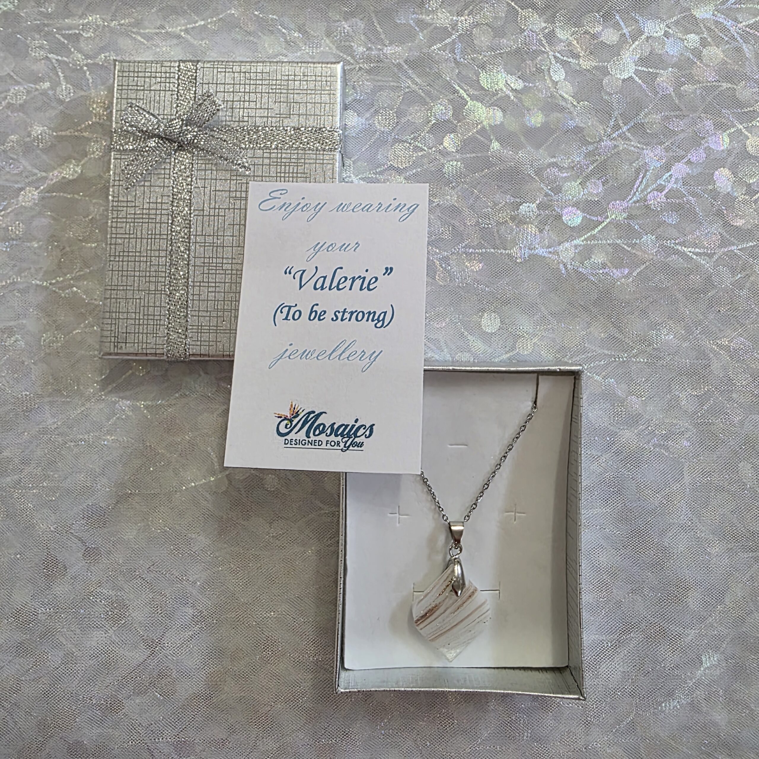 Valerie White Metallic Glass Necklace - Image 3