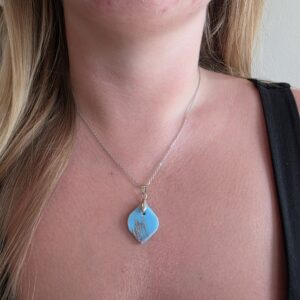 Valerie Light Cyan Blue Metallic Glass Necklace