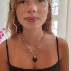 Valerie Dark Green Metallic Glass Necklace