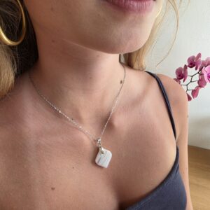 Valerie White Metallic Glass Necklace