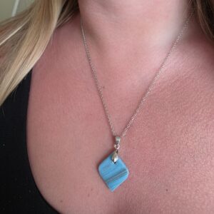 Valerie Light Cyan Blue Metallic Glass Necklace