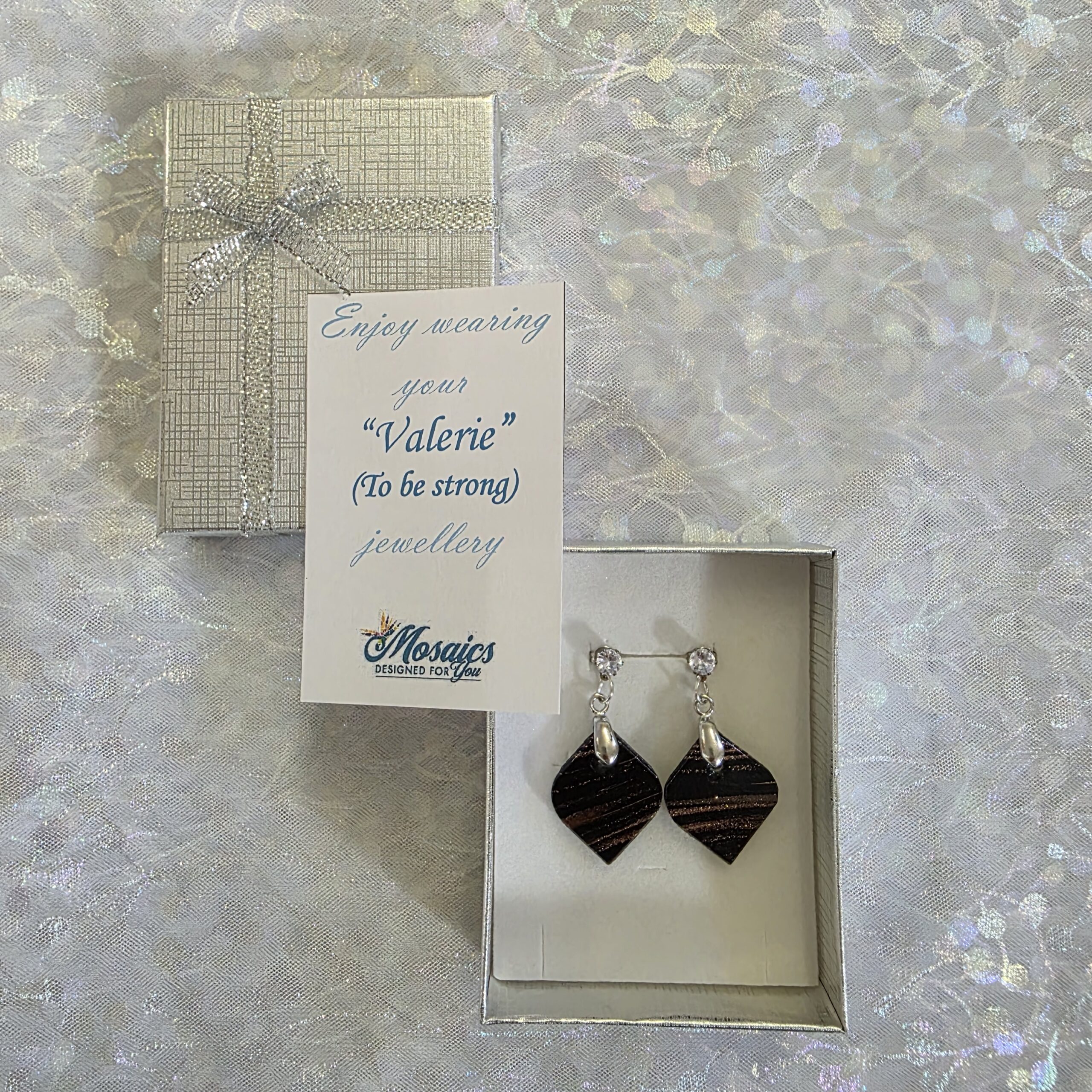 Valerie Copper and Brown Metallic Glass Studs - Image 4