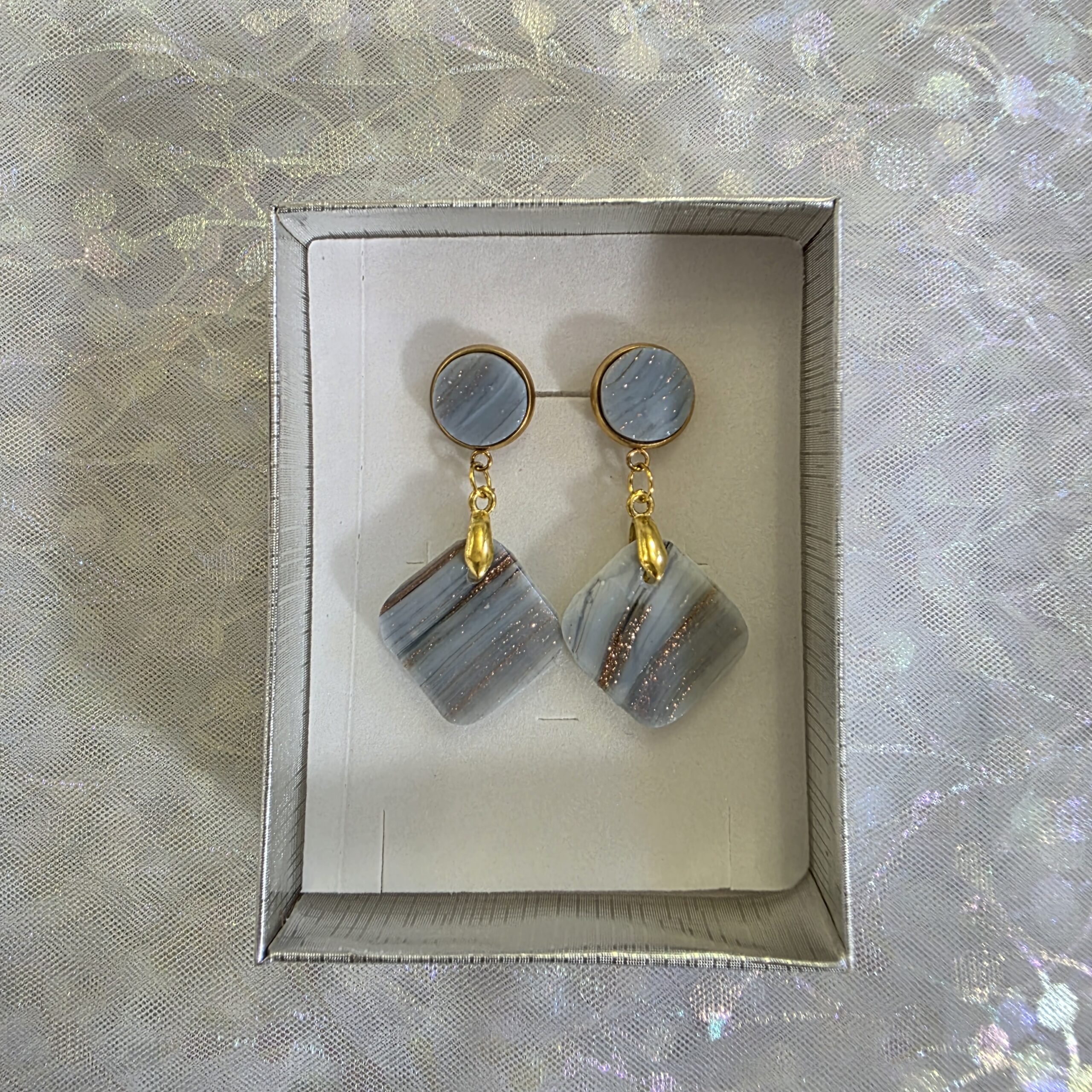 Isabella Aitana Grey Metallic Glass Studs - Image 4
