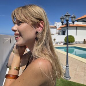 Isabella Aitana Copper and Brown Metallic Glass Studs