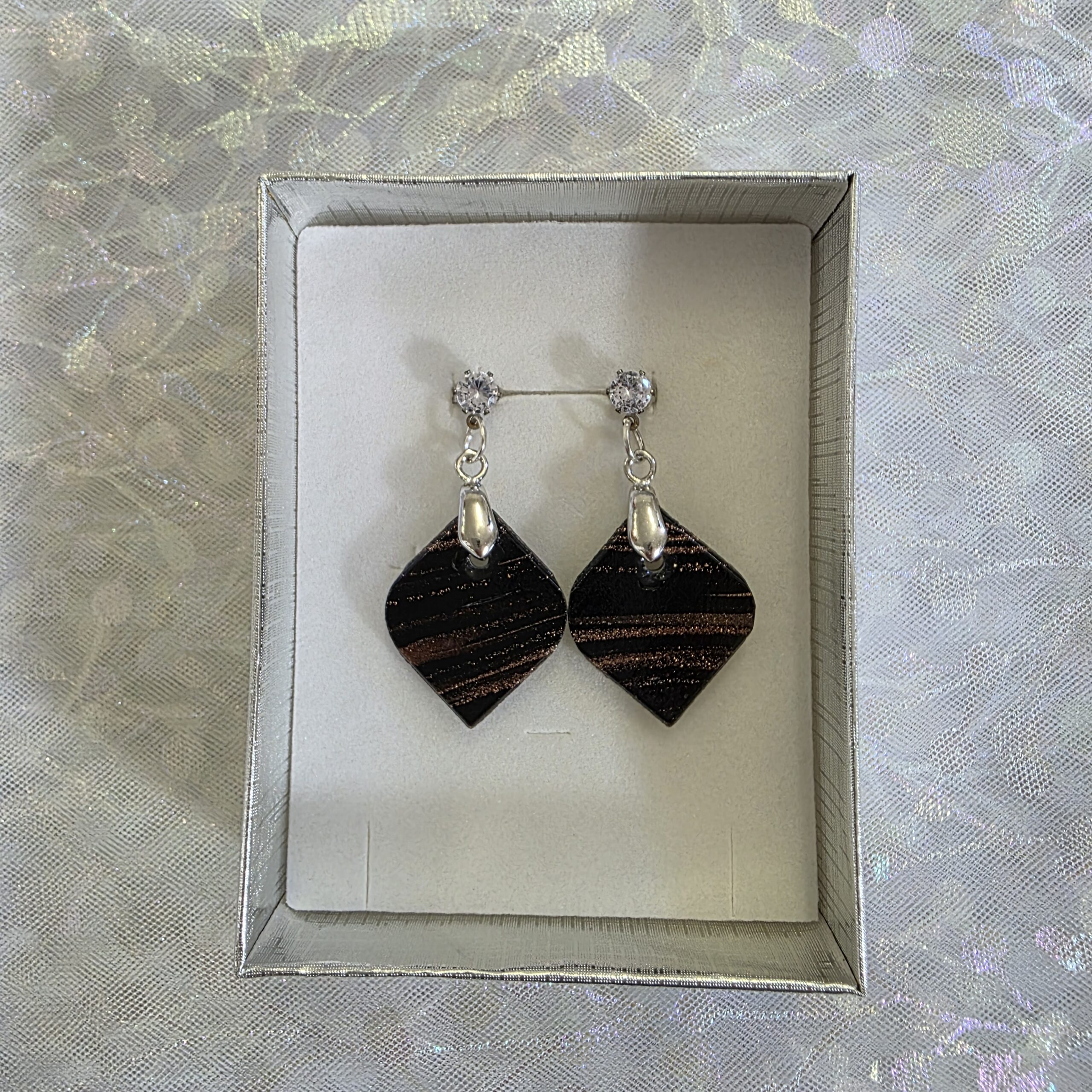 Valerie Copper and Brown Metallic Glass Studs - Image 5