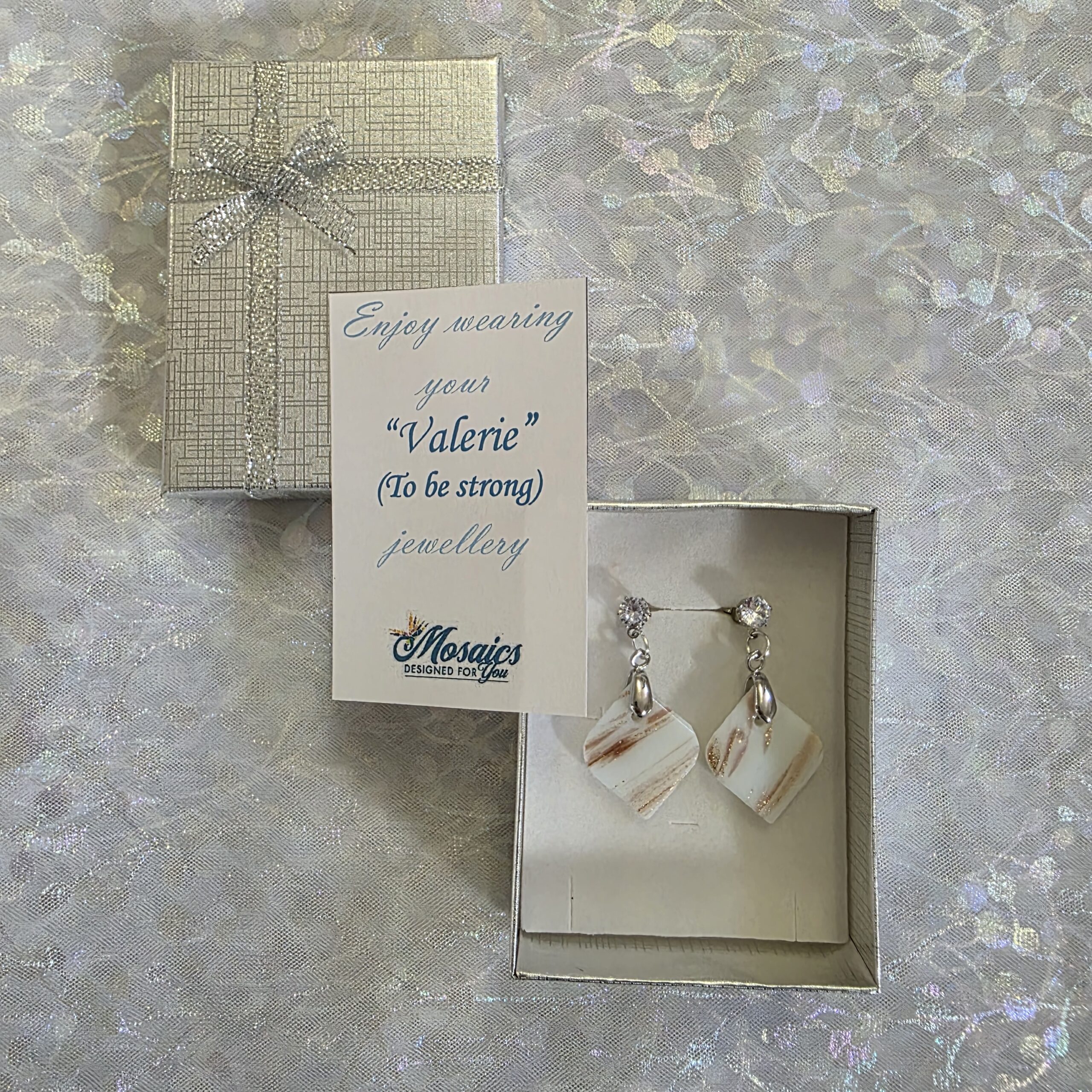 Valerie White Metallic Glass Studs - Image 4