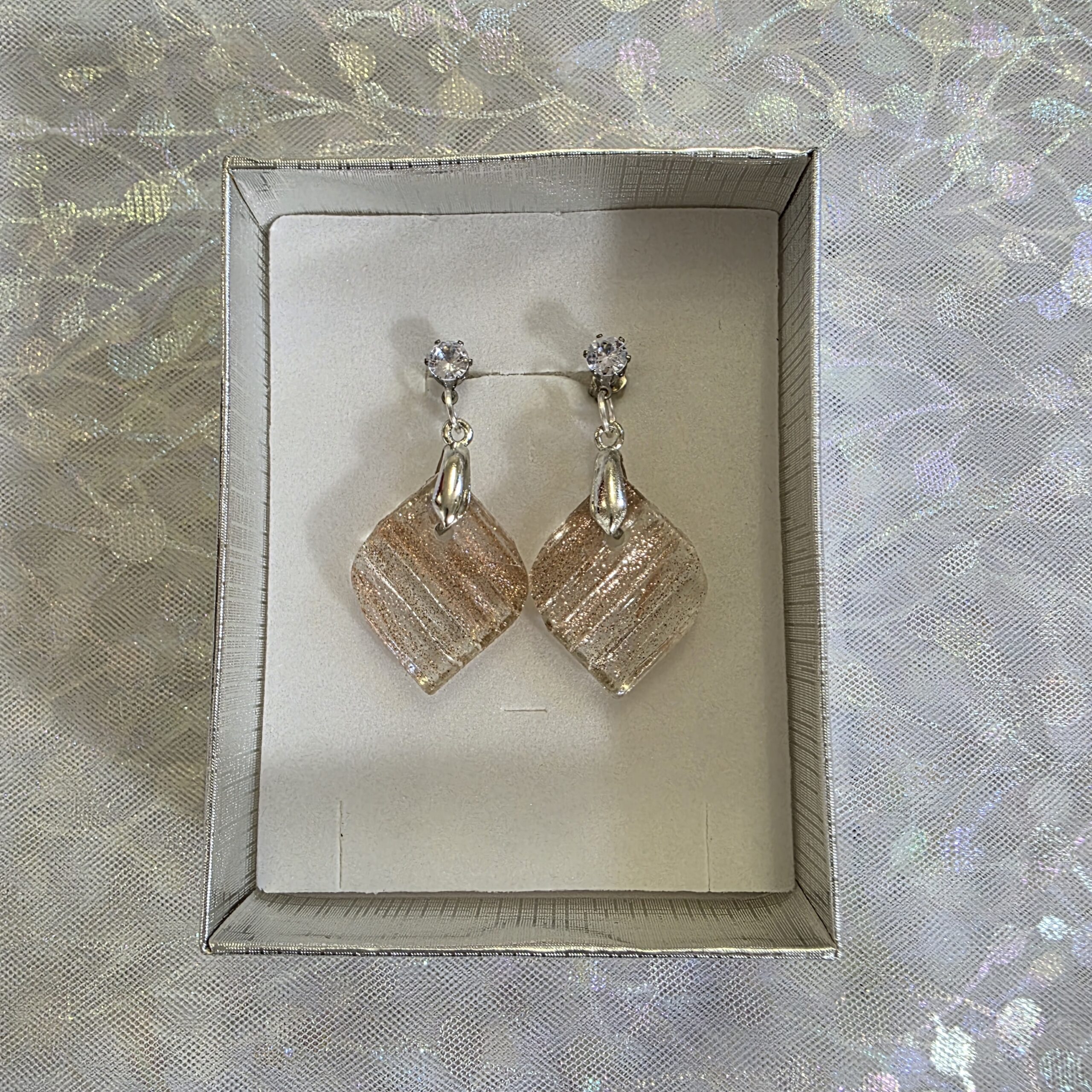 Valerie Sparkle Clear Metallic Glass Studs - Image 5