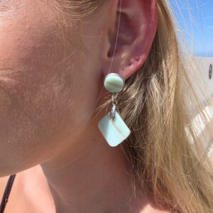 Isabella Aitana Light Teal Metallic Glass Studs