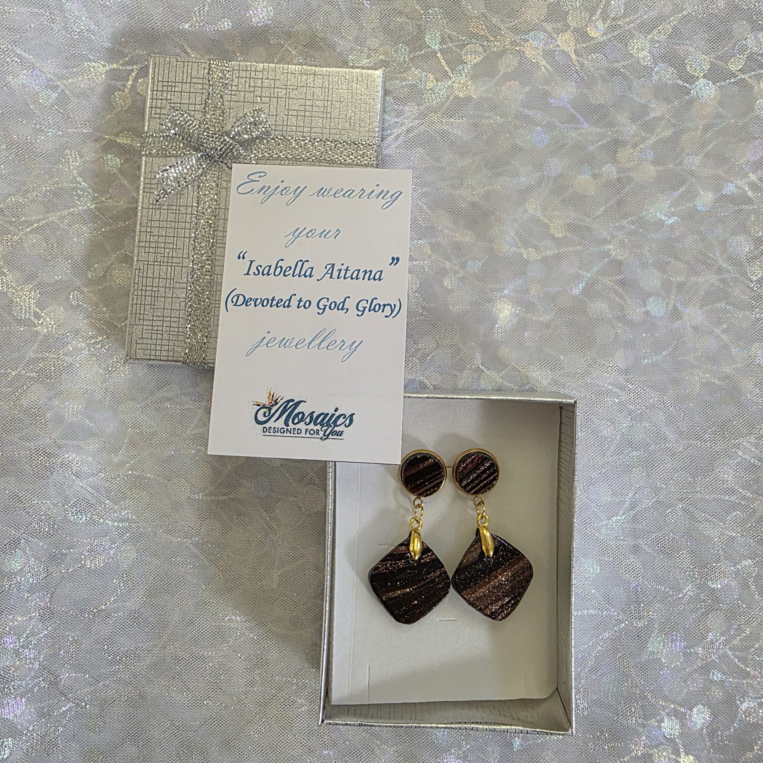 Isabella Aitana Copper and Brown Metallic Glass Studs - Image 4
