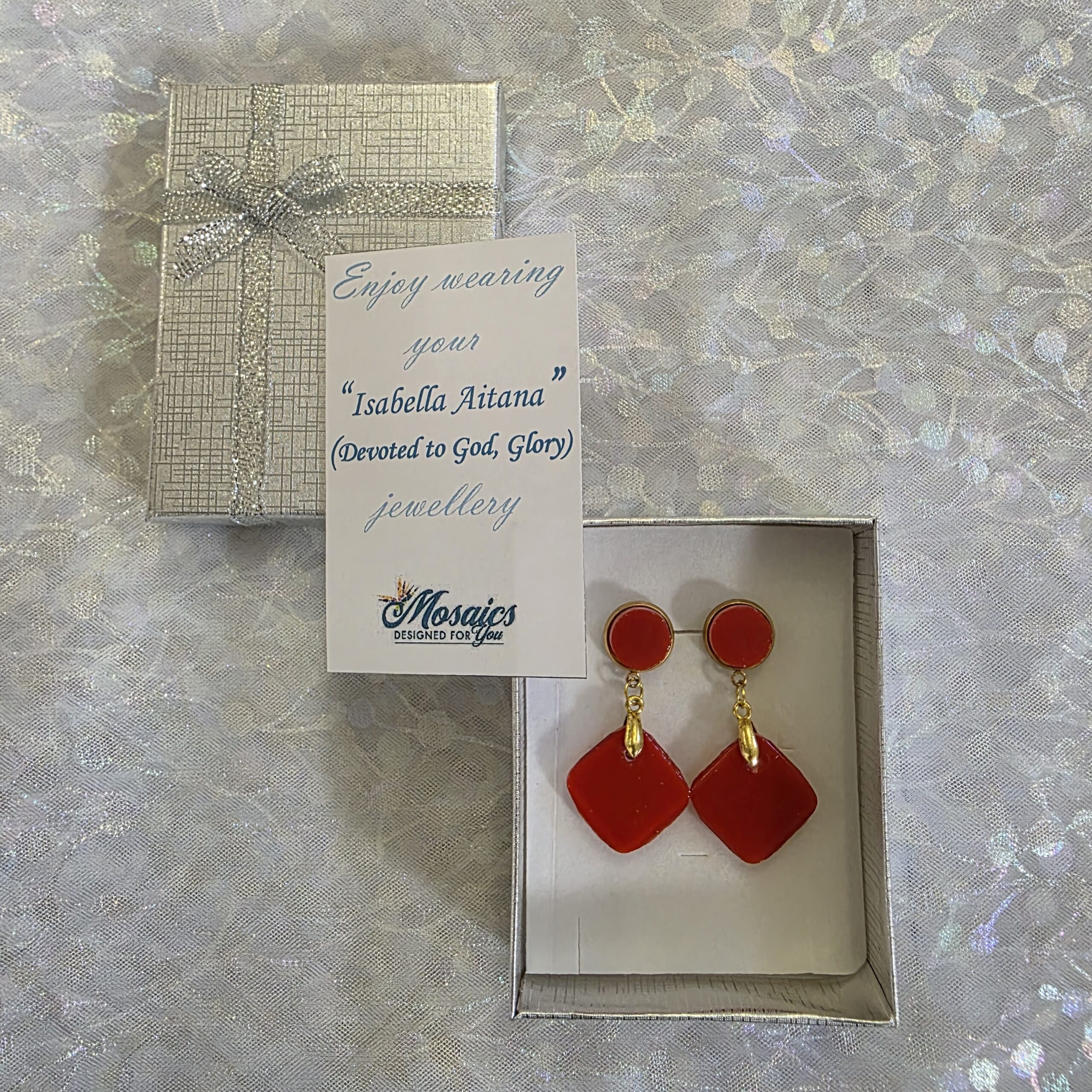 Isabella Aitana Red Glass Studs - Image 3