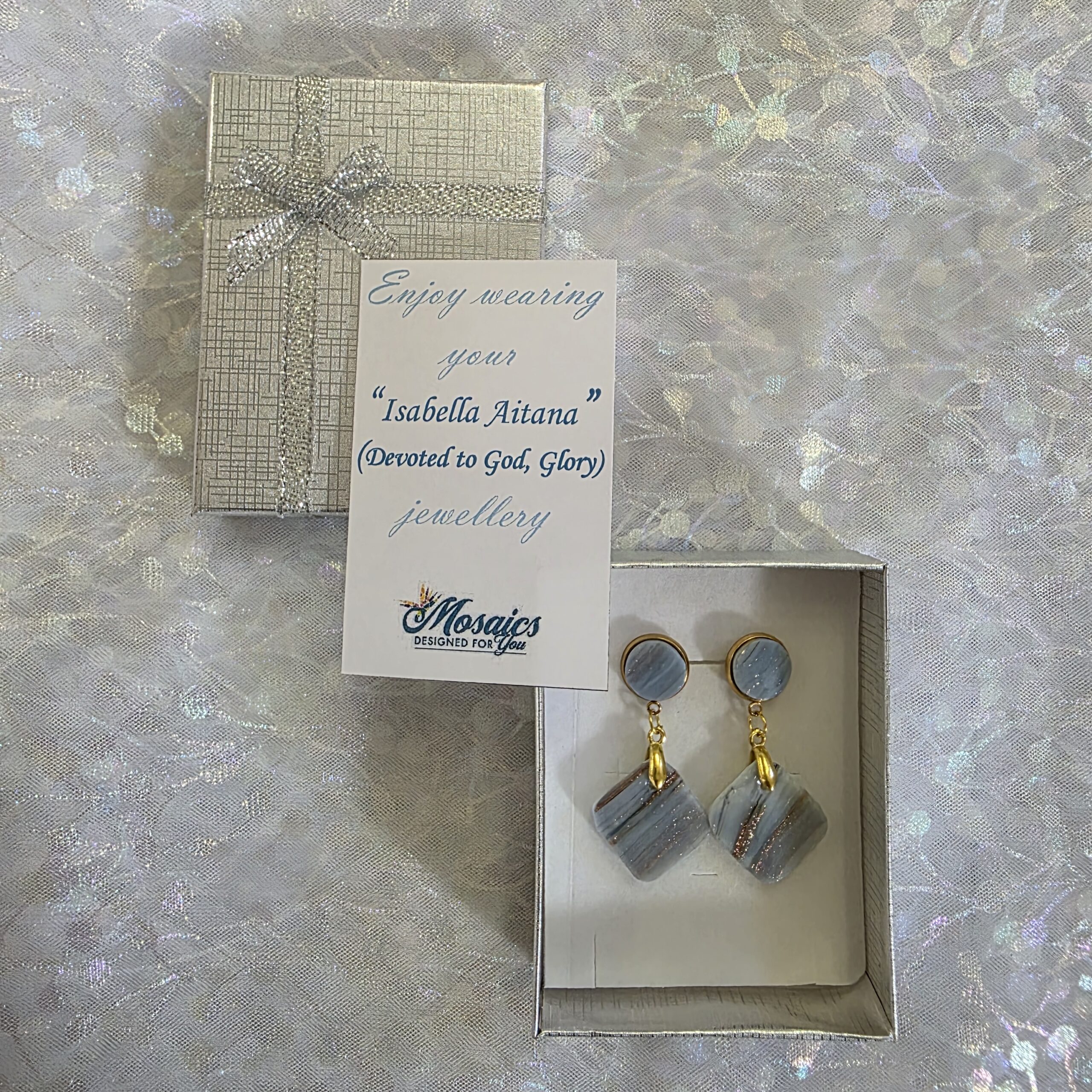 Isabella Aitana Grey Metallic Glass Studs - Image 3