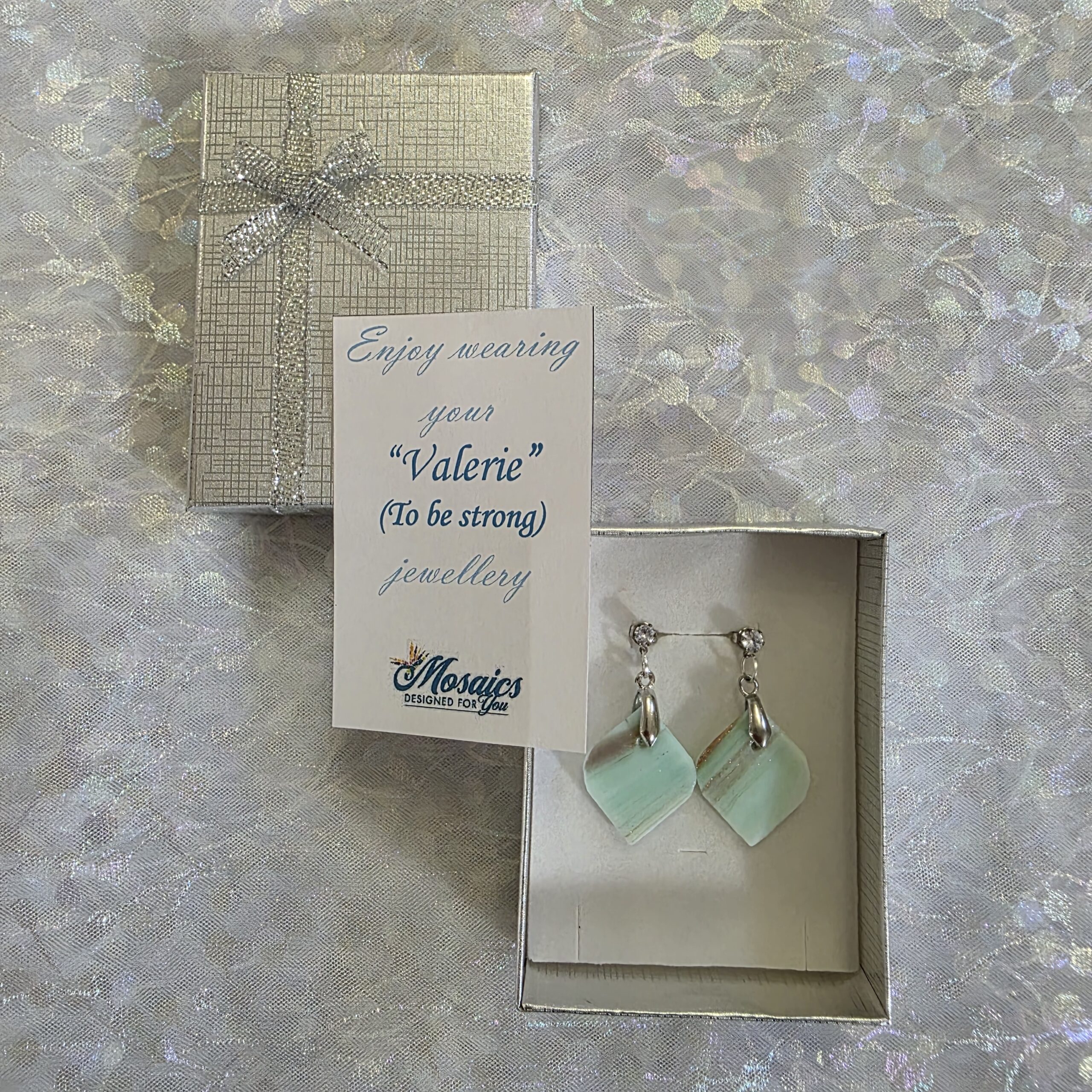 Valerie Light Teal Metallic Glass Studs - Image 4