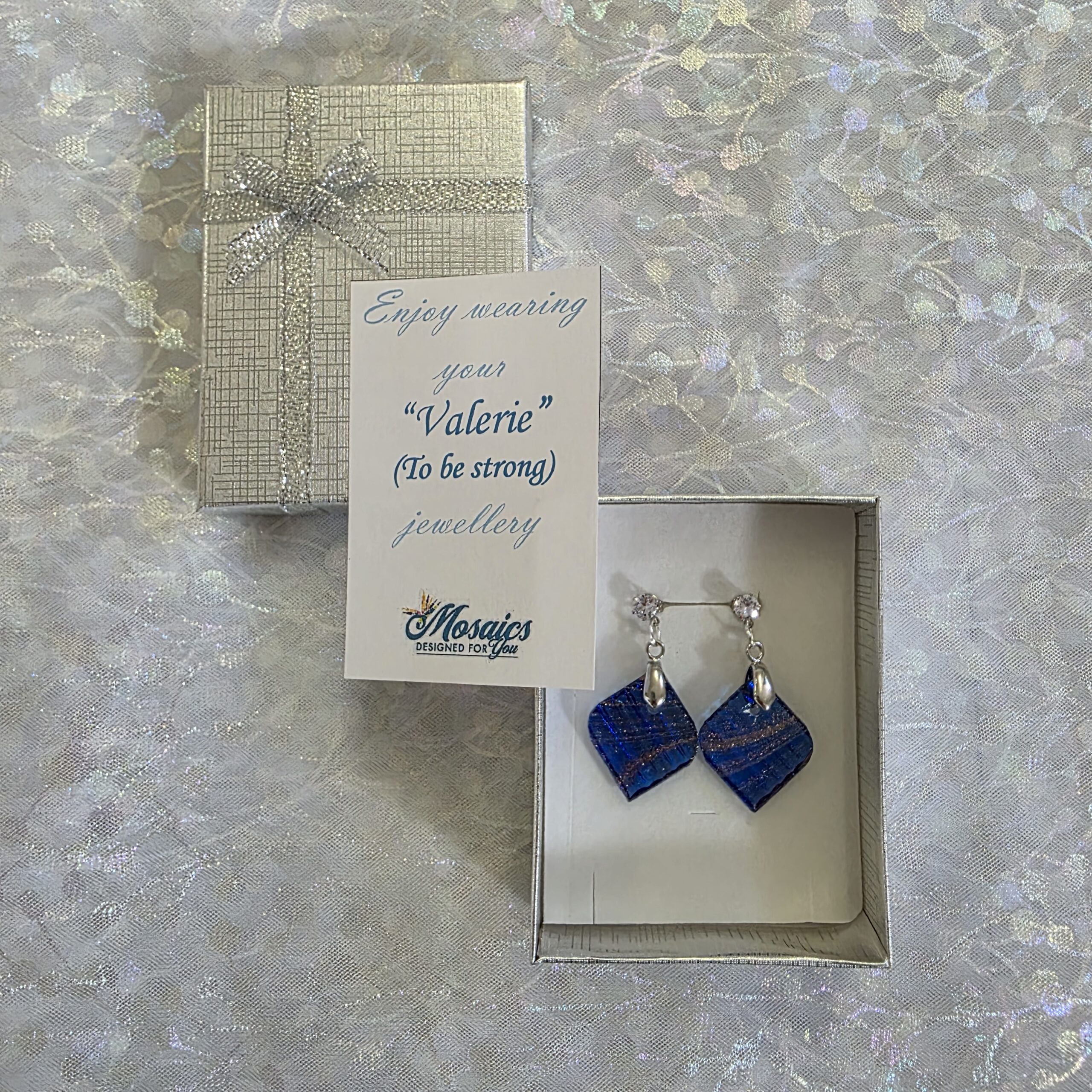 Valerie Navy Metallic Glass Studs - Image 3