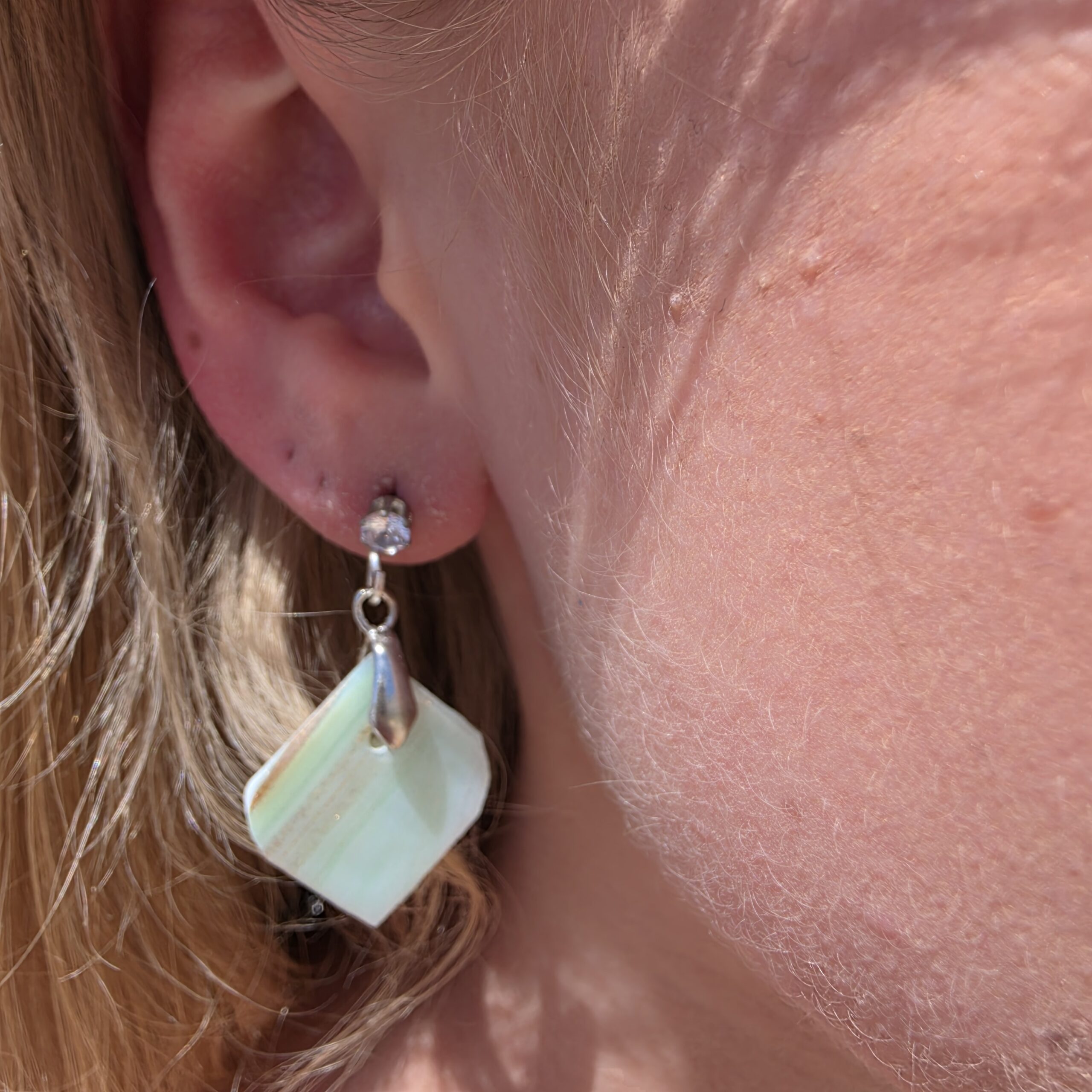 Valerie Light Teal Metallic Glass Studs