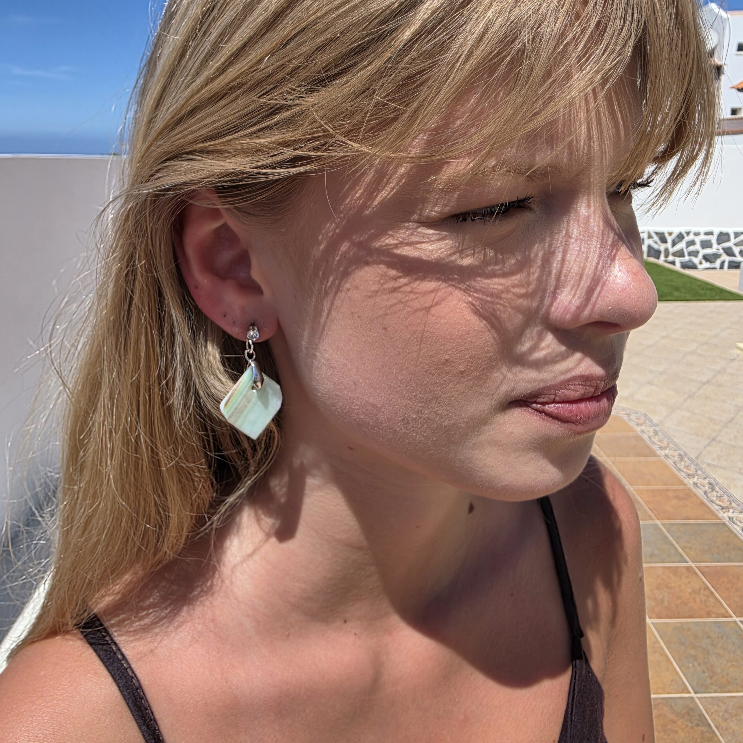 Valerie Light Teal Metallic Glass Studs - Image 2